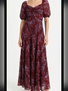 Vintage Sweetheart Neckline Maxi Dress Puff Sleeves XXS to XS Handmade Festival